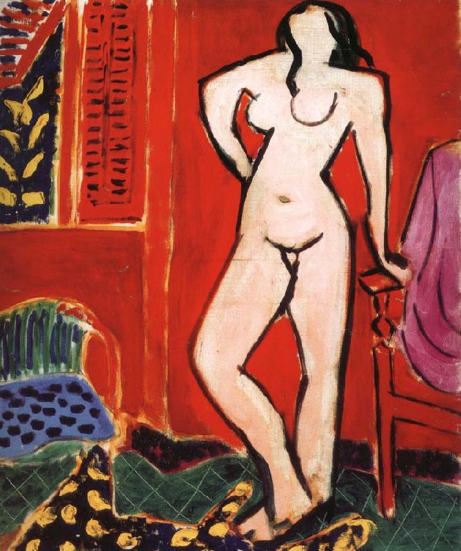 Henri Matisse Nude in front of a red background